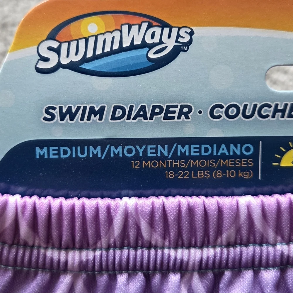 NEW SwimWays Mermaid Print Reusable Swim Diaper-Size 12 Months-Medium- 18-22 lbs